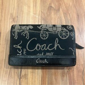 Coach Black Wallet Rare Vintage STAGECOACH HORSE